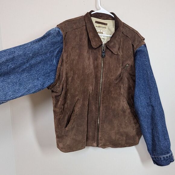 Vintage Chevignon Suede & Denim Jacket XXL – Embroidered Logo, Rare 80s/90s - Picture 4 of 15